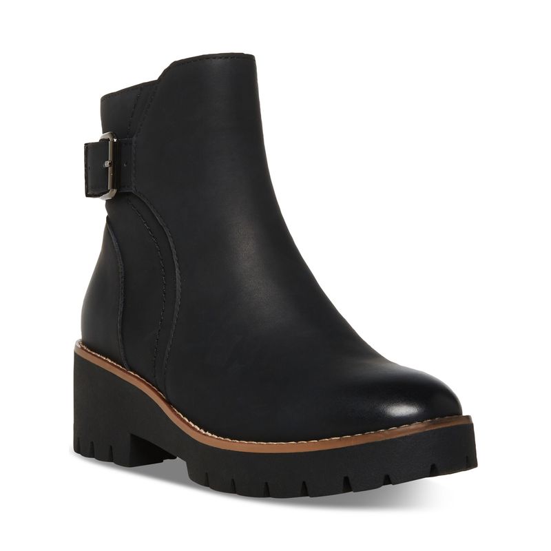 Aqua College Womens Black 1" Platform Desiree Almond Toe Block Heel Booties 6 M